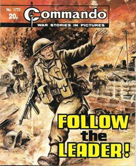 A cover of a magazine with a person in uniform running with guns

Description automatically generated